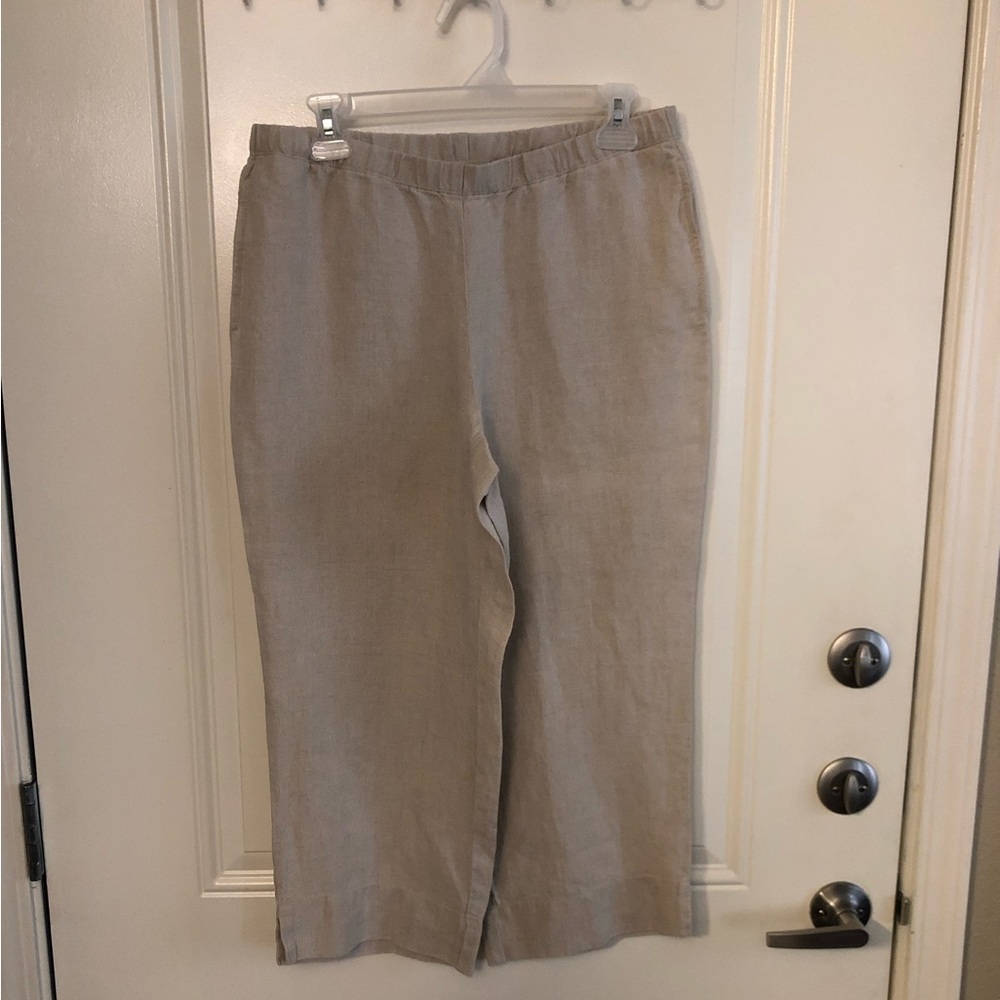 NWT J. JILL Crop Capri Linen Pants Elastic Waist - Picture 2 of 8
